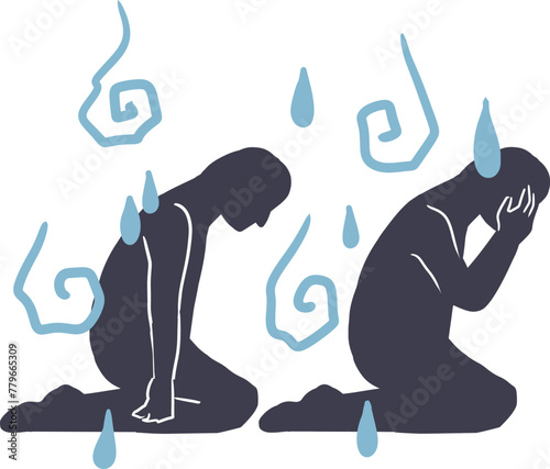 Shadows of Sorrow Portraits of Despair Vector