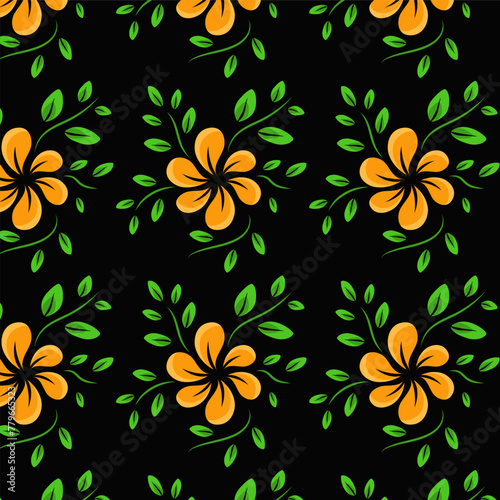 Seamless yellow color flower pattern design Vector illustrator