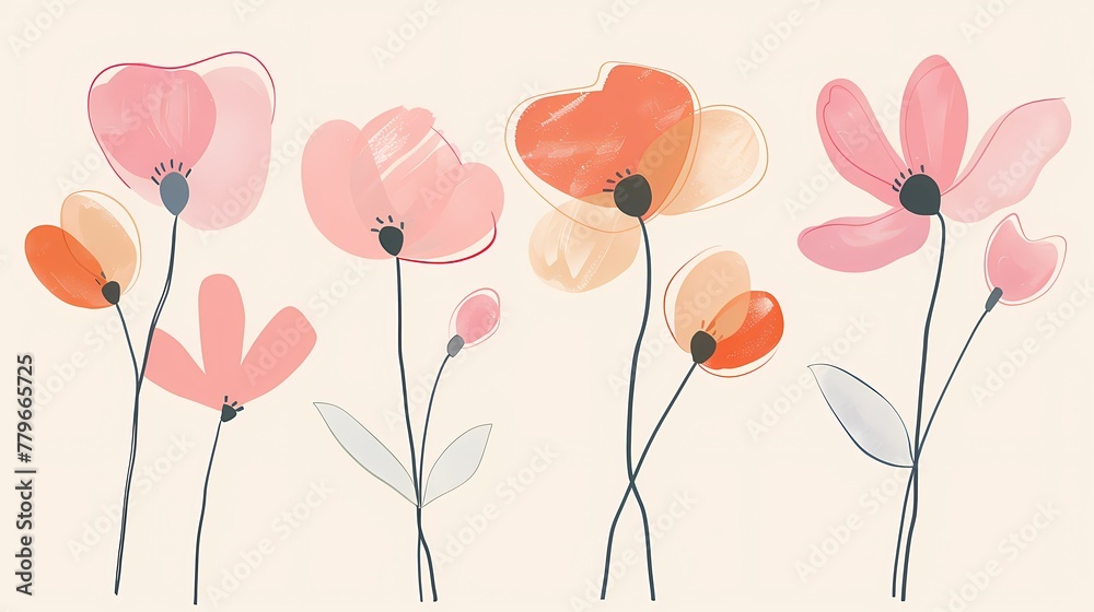 Impressionist blooming flowers illustration poster background