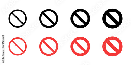 Prohibition vector icon. No or ban red sign. Stop, forbidden or restriction symbol isolated. Warning illustration.