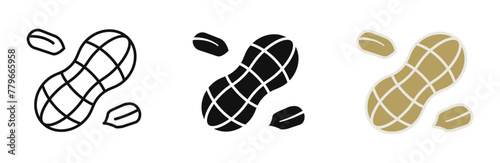 Peanut icon. Nut vector illustration. Raw nutshell isolated symbol. Healthy snack icon. photo