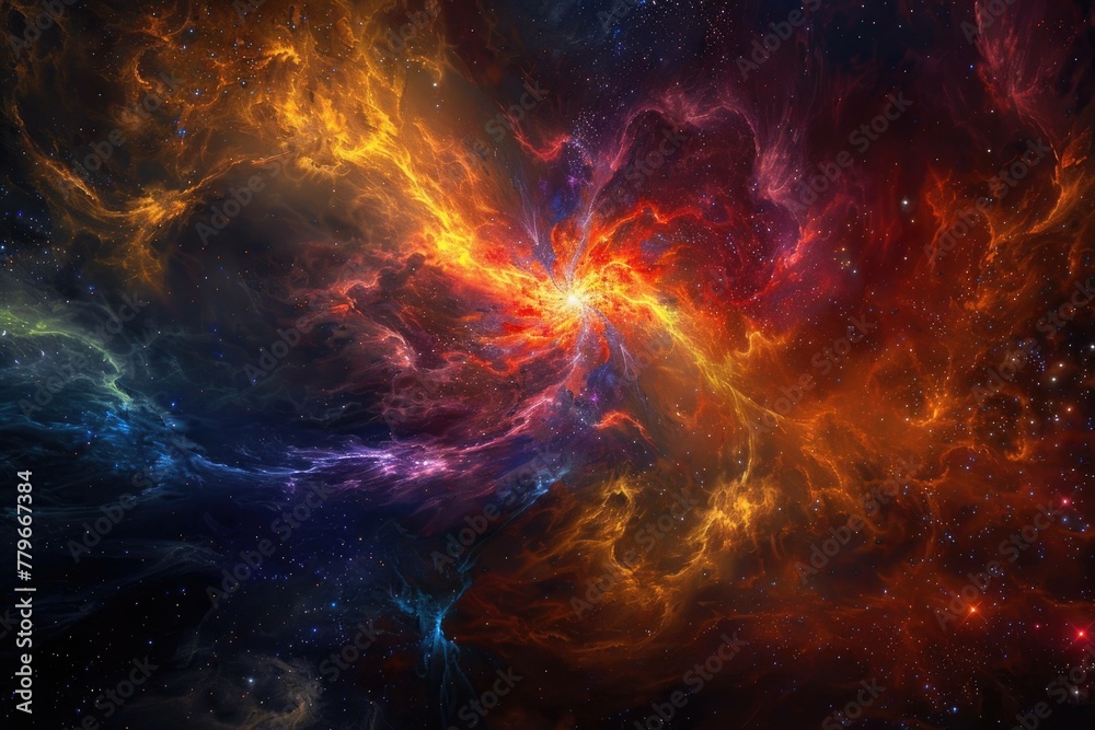 Cosmic Fusion: Brilliant Nebulae Merging in a Dance of Color and Light Cosmic Fusion: Brilliant Nebulae Merging in a Dance of Color and Light