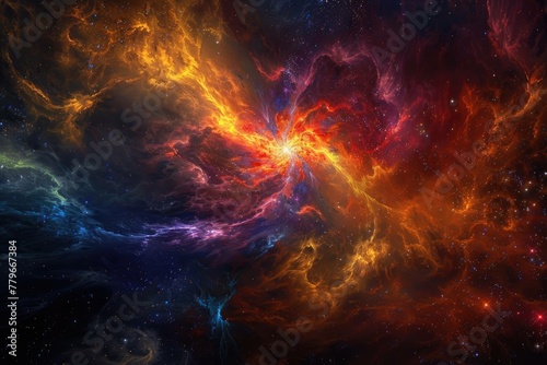Cosmic Fusion: Brilliant Nebulae Merging in a Dance of Color and Light