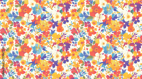 Rainbow Florals,Every hue in seamless bloom, bright and bold,