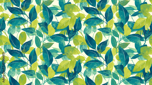 Rainforest mist, layered leaves in green and teal