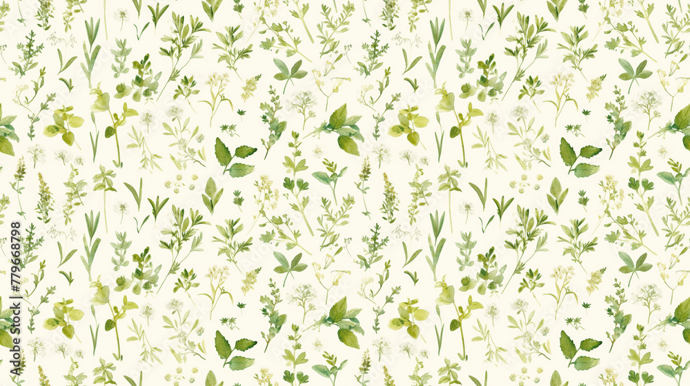 Sage and thyme, herbal watercolor mix, kitchen garden Sage and thyme, herbal watercolor mix, kitchen garden