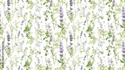 Sage and thyme, herbal watercolor mix, kitchen garden