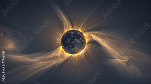 The sky transforms into a tapestry of colors as the sun's corona extends into the darkened sky during a total solar eclipse, painting a picture of celestial beauty.