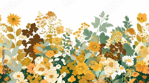 Retro hand drawn bouquet flat illustration poster background