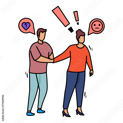 Man and Woman Sorting Things Out concept, Spousal Disagreement vector design, Mood and feeling symbol, Emotional Characters sign, Social issues scene stock illustration 