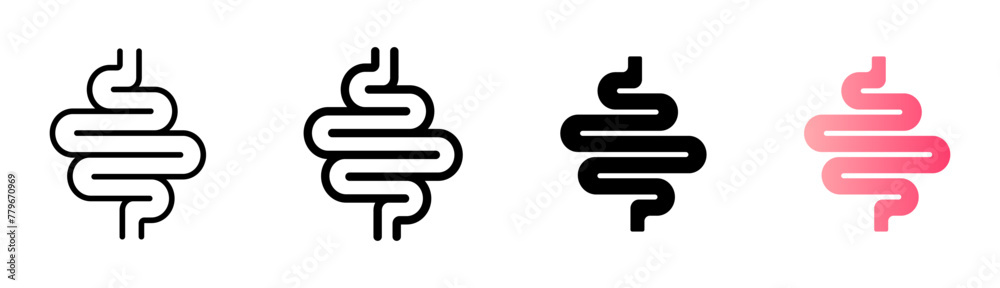 Intestine icon. Bowel symbol. Human anatomy, guts or intestinal tract vector illustration. Digestion sign. Abdominal gastric belly icon isolated. - obrazy, fototapety, plakaty 