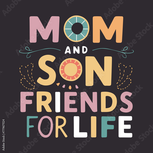 Mom and son best friend vector design photo