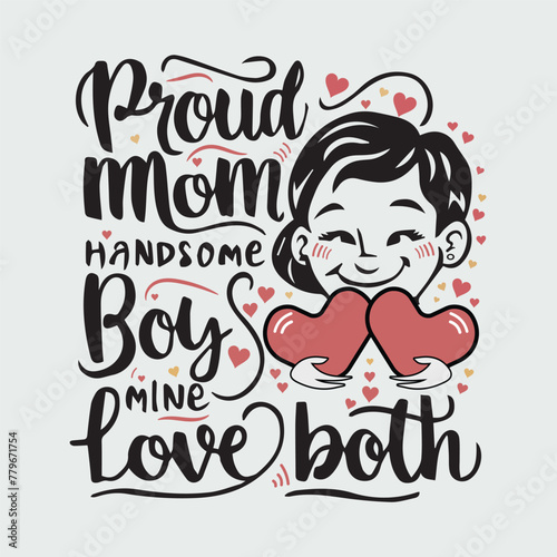 proud mom and boy love with them vector design