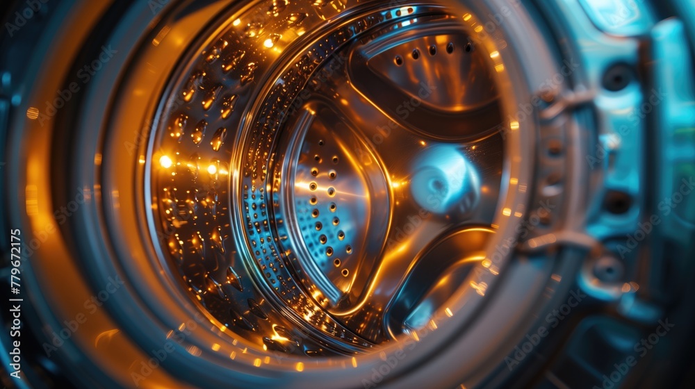 Closeup view of the inside of washing machine. Suitable for illustrating appliance maintenance Closeup view of the inside of washing machine. Suitable for illustrating appliance maintenance