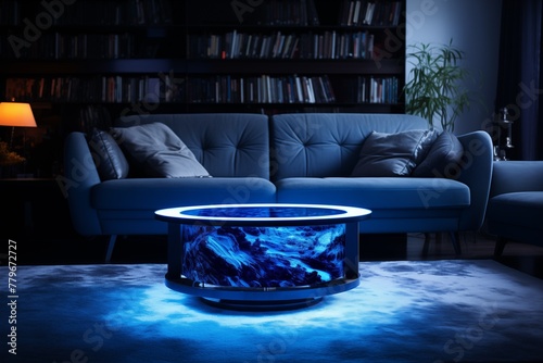dark blue tones living room 