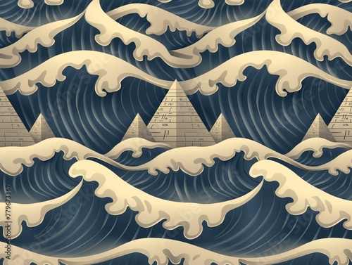 A wave pattern with a pyramid in the middle © MaxK
