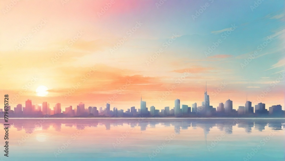 Summer holiday concept: Abstract blur city sunrise sky background
