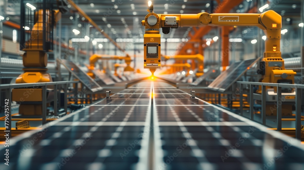 Autonomous industrial manufacturing solar panel factory