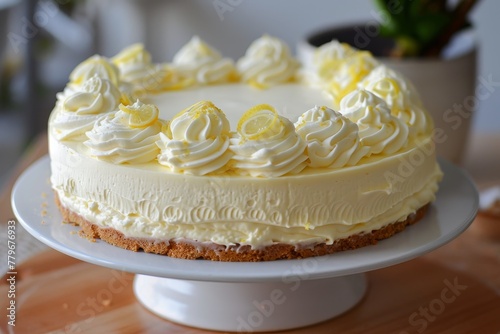 Vanilla cheesecake with lemon mousse photo