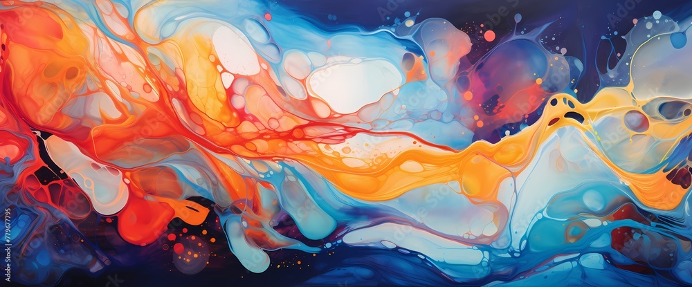 Luminescent streaks of vibrant pigments converge, crafting a mesmerizing marble ink abstract masterpiece.
