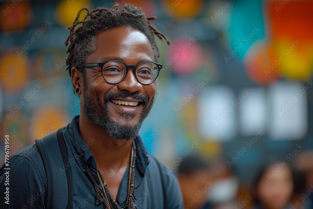 Smiling man with glasses and beard Smiling man with glasses and beard