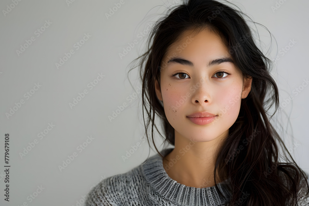Photo portrait of a beautiful Japanese young woman, isolated on white background Photo portrait of a beautiful Japanese young woman, isolated on white background