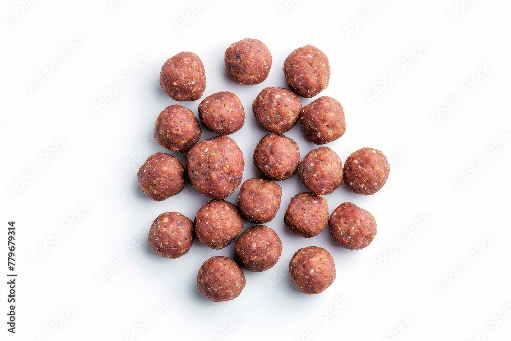 Wet pet food on white background top view Wet pet food on white background top view