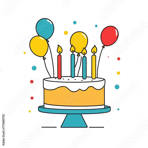 A simple picture of happy birthday card decorative elements with cake