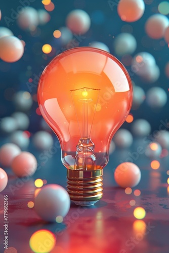 abstract light bulb on 3d bright background, vertical, idea concept