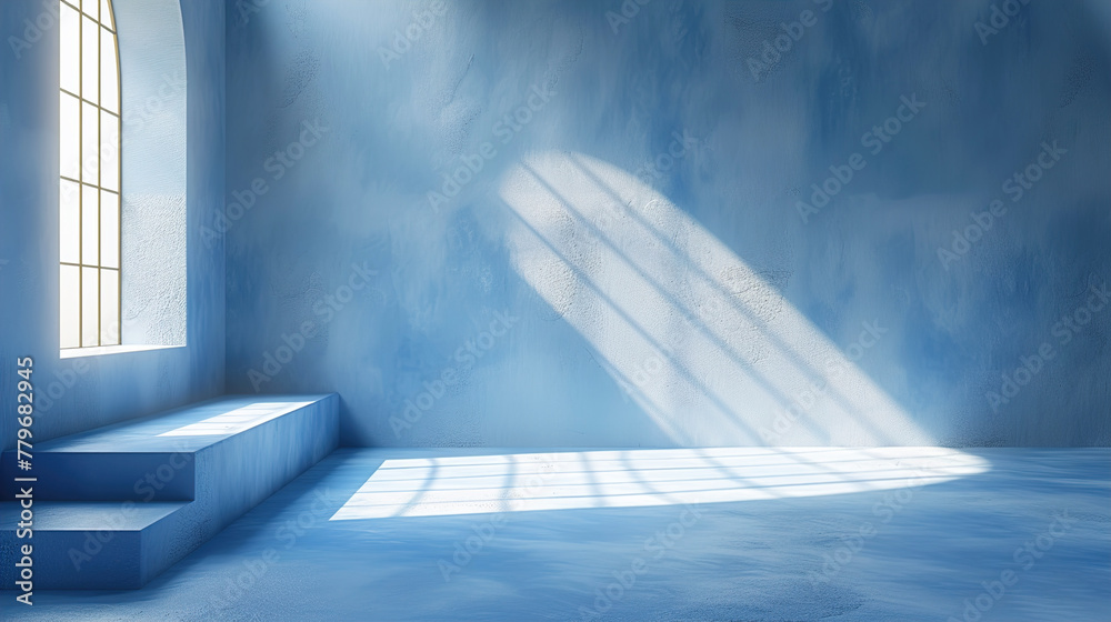 Obraz premium A Minimalistic abstract Blue highlighting for Product Presentation light blue background