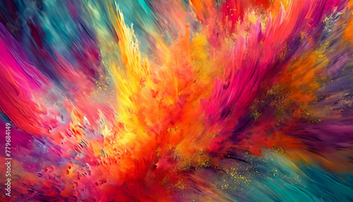 Abstract colors colorful color painting illustration - watercolor splashes art painting on digital art concept, Generative AI.
