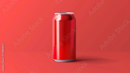 A soda can 3D icon features a red vector illustration, showcasing a realistic depiction of a soda can