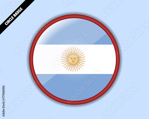 Argentina flag circle badge, vector design, rounded sign with reflection