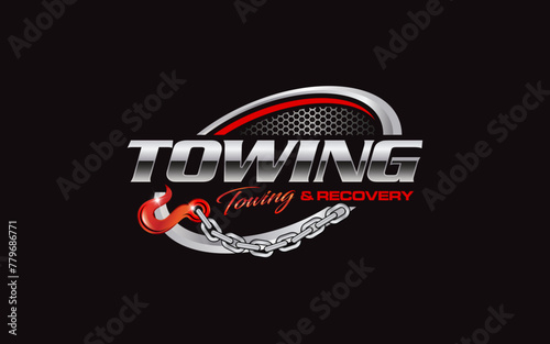 Illustration vector graphic of towing truck service logo design suitable for the automotive company