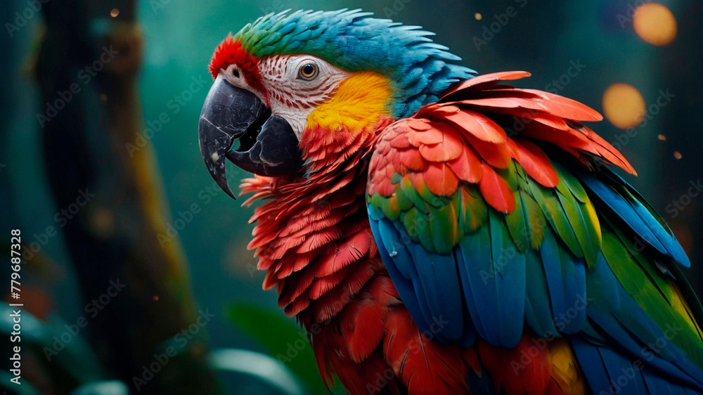 Fototapeta premium Parrot on a branch. Nice close-up.