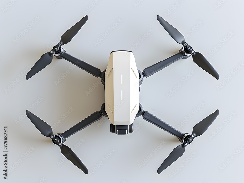 Small drone with camera and four blades isolated on white Small drone with camera and four blades isolated on white
