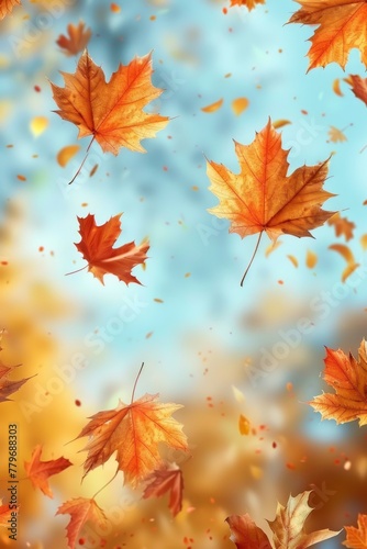 autumn leaf fall autumn landscape yellow-red leaf Generative AI