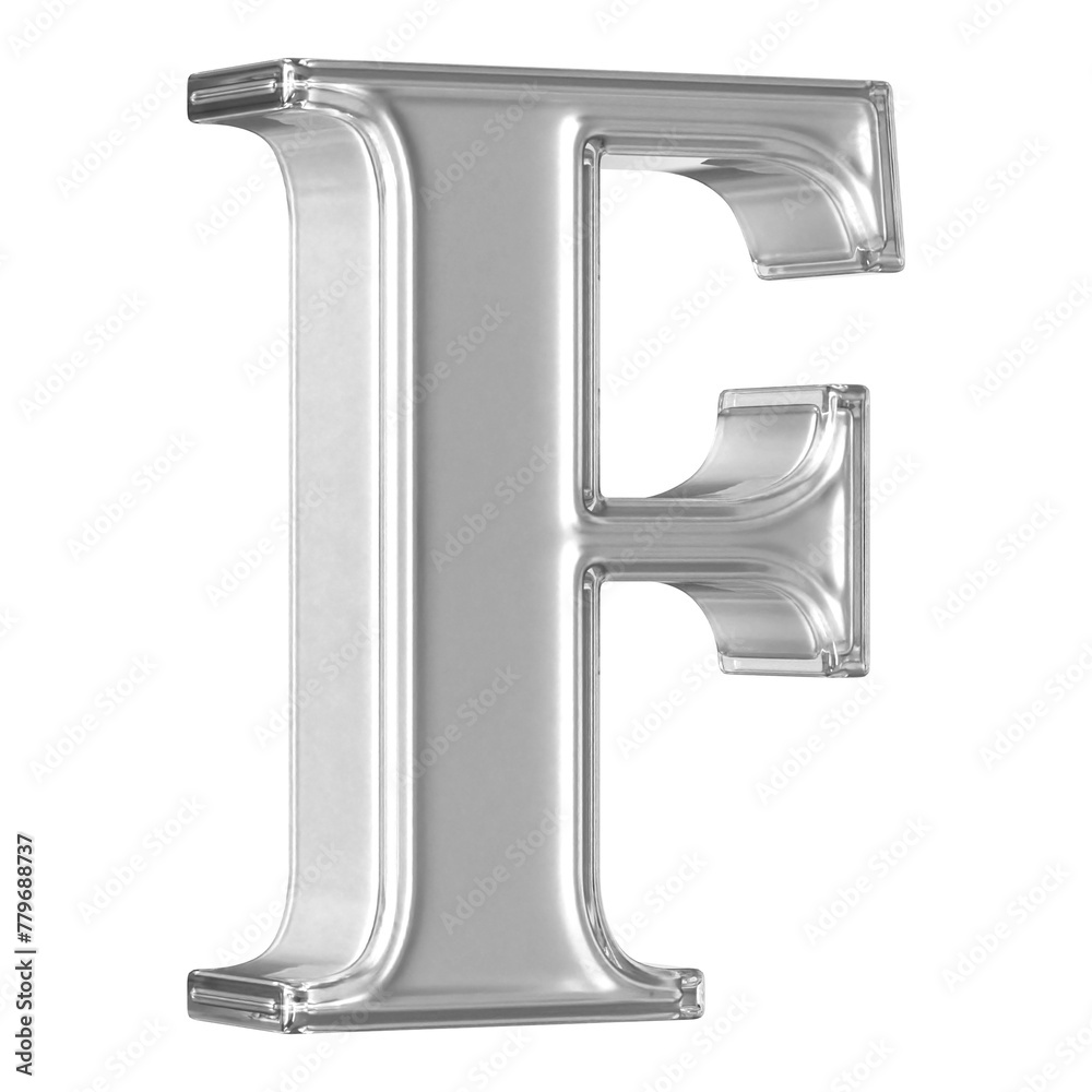 Silver 3D Letter F Font - Alphabet 3d Render Silver 3D Letter F Font - Alphabet 3d Render