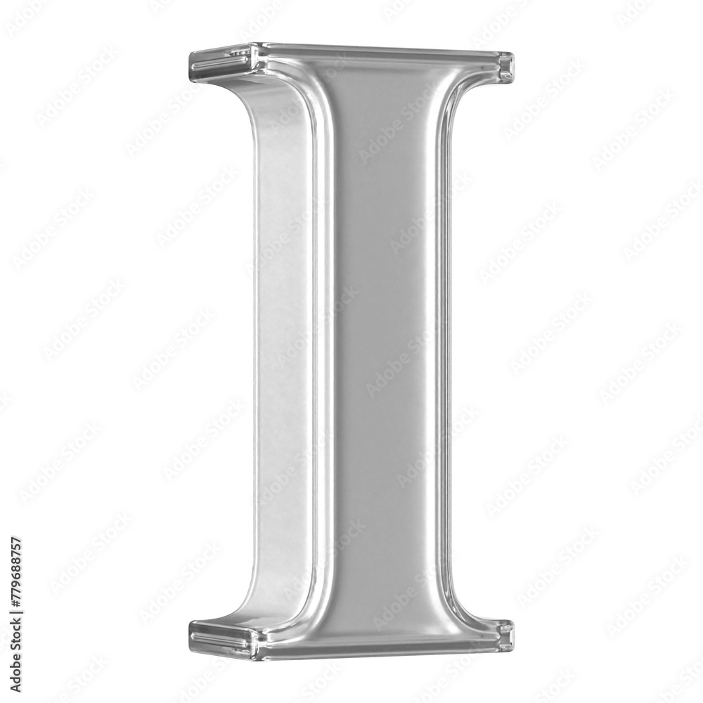 Silver 3D Letter I Font - Alphabet 3d Render Silver 3D Letter I Font - Alphabet 3d Render