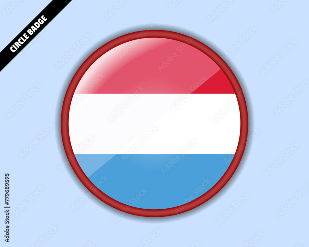 Luxembourg flag circle badge, vector design, rounded sign with reflection