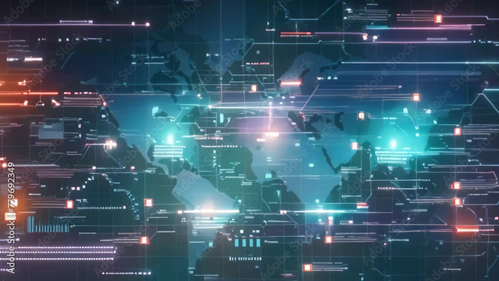 A photo showing a map of the world with numerous bright lights, indicating heavily populated or urbanized areas, A world map showing global cyber attacks, AI Generated A photo showing a map of the world with numerous bright lights, indicating heavily populated or urbanized areas, A world map showing global cyber attacks, AI Generated