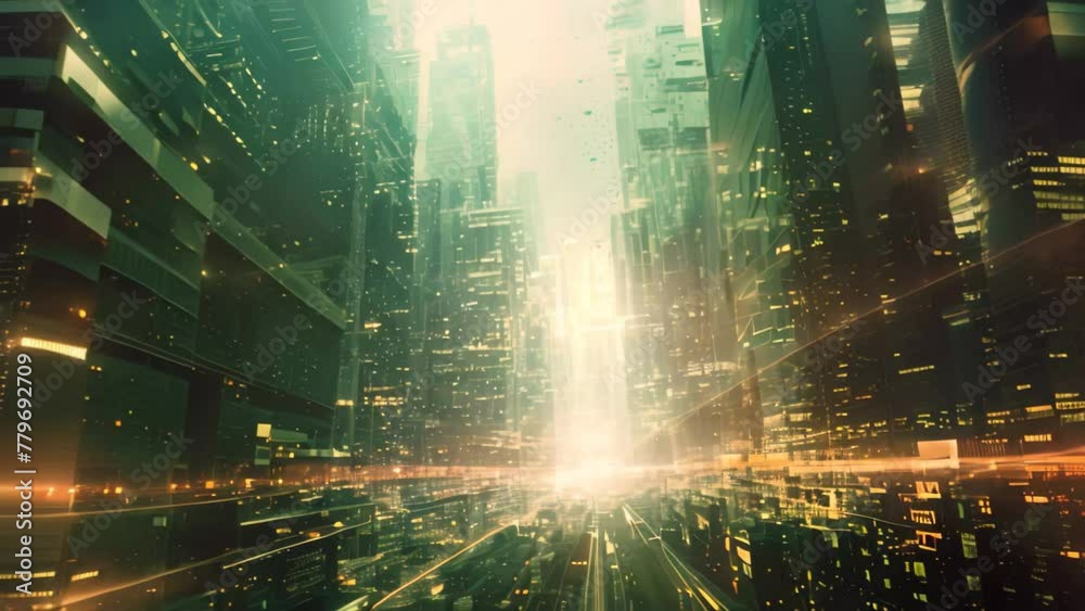 A busy city with numerous towering skyscrapers dominating its skyline, showcasing urban development and a bustling metropolis, Abstract envisioning of a high-tech, futuristic cyber city, AI Generated A busy city with numerous towering skyscrapers dominating its skyline, showcasing urban development and a bustling metropolis, Abstract envisioning of a high-tech, futuristic cyber city, AI Generated