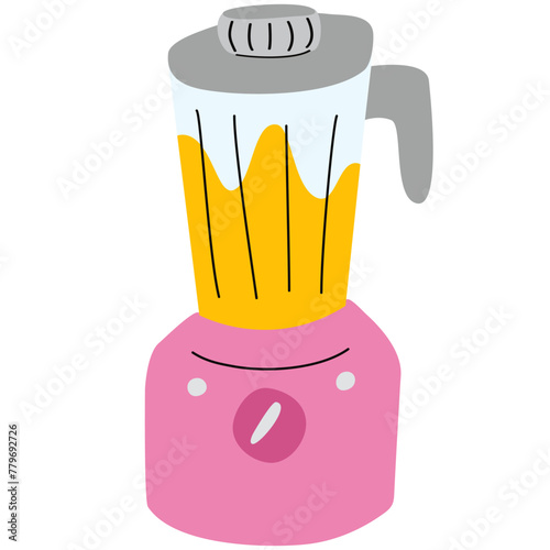 Vector hand drawn smoothies in blender. Smoothie in a blender or mixer. Shaking, mixing detox cocktails from healthy fruit juices.