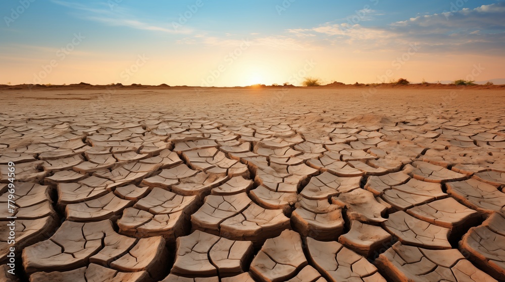 Photograph of drought land, dry cracked clay, salt ground