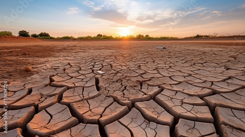 Photograph of drought land, dry cracked clay, salt ground