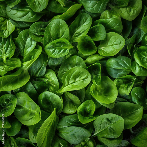 Verdant Vistas: Fresh Green Baby Spinach Leaves on Display