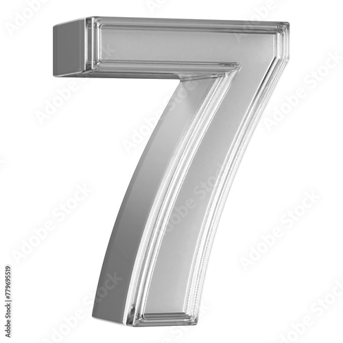 7 Number Silver 3D Render