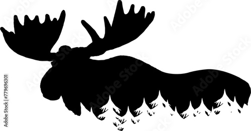 Vektor Silhouette Elch mit Tannen - Tier in der Natur Norwegen und Schweden - Kreatives Design Element