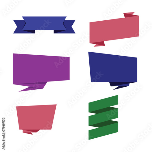 a collection of ribbons of various colors and shapes