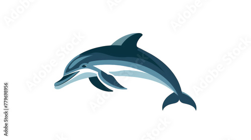 Minimalist Dolphin Logo vector on transparent background.